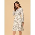thumbnail image 2 of INSPIRE CHIC Robe Midi à Manches Longues Imprimé Floral Col en V pour Femmes, 2 of 5