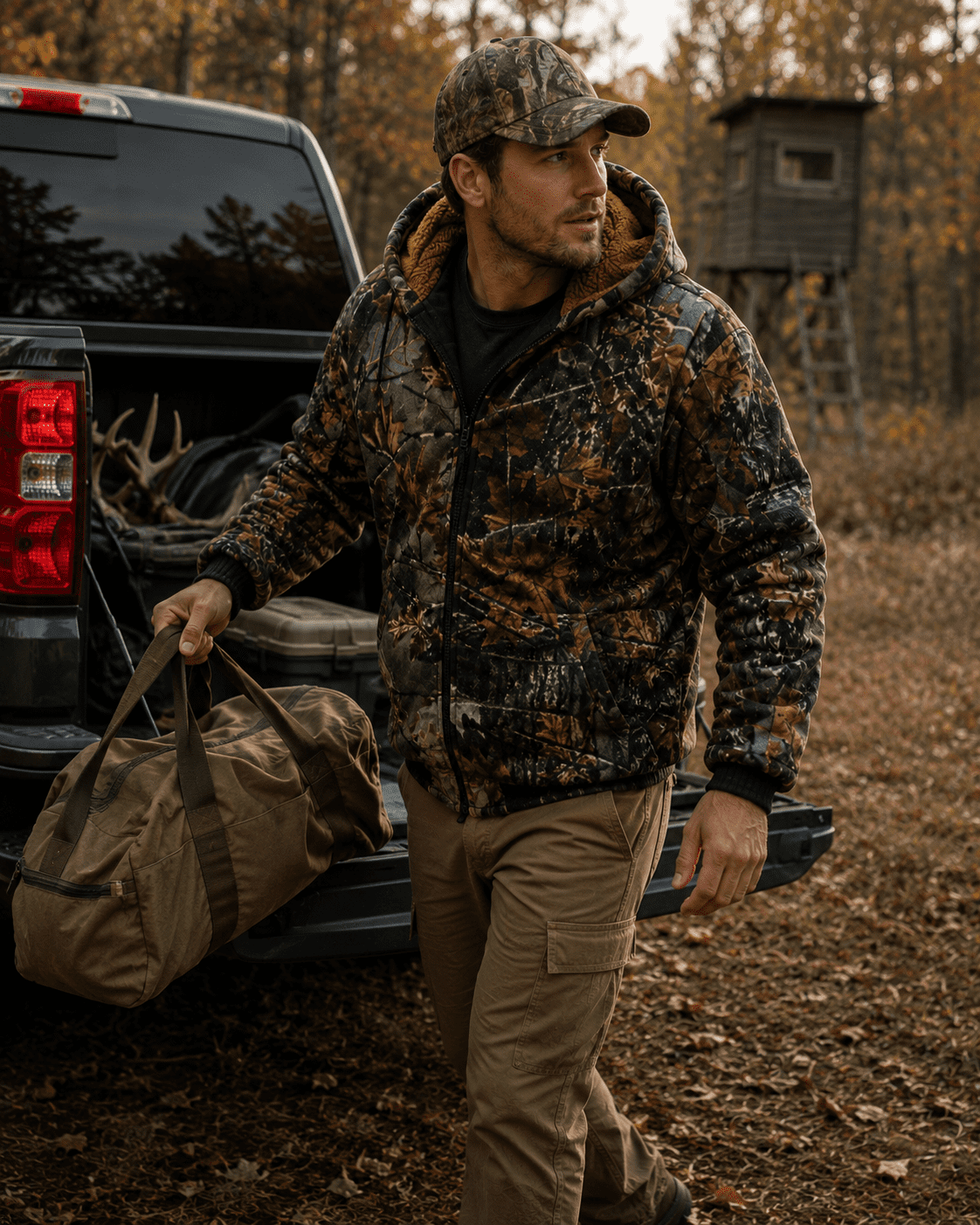 TrailCrest Men's Warm Sherpa Lined Hoodie Fleece Shirt Jacket, Classic Zip Up Camouflaged, XL