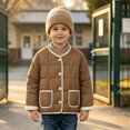 thumbnail image 5 of Aayomet Toddler Winter Coats Contrast-Trim Quilted Button Jacket for Kids Padded Cardigan (Coffee,4-5 Years), 5 of 9