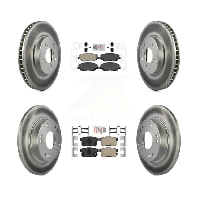 Transit Auto Front Rear Ceramic Pads and Coated Disc Brake Rotors Kit for Car 2015 Honda Civic EX with Coupe Manual transmission KGA-101923