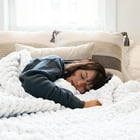 Comtest Chunky Knit Blanket Throw Knitted Blanket Chenille, White, 40"x 60"