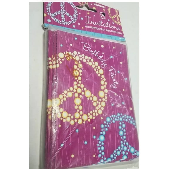Peace Invitations Birthday Party 8ct, Unique Industries