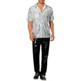thumbnail image 2 of INSPIRE CHIC Sequin Dress Shirt for Men's Short Sleeve Button Down 70s Disco Costume Party Shirts M Silver, 2 of 4