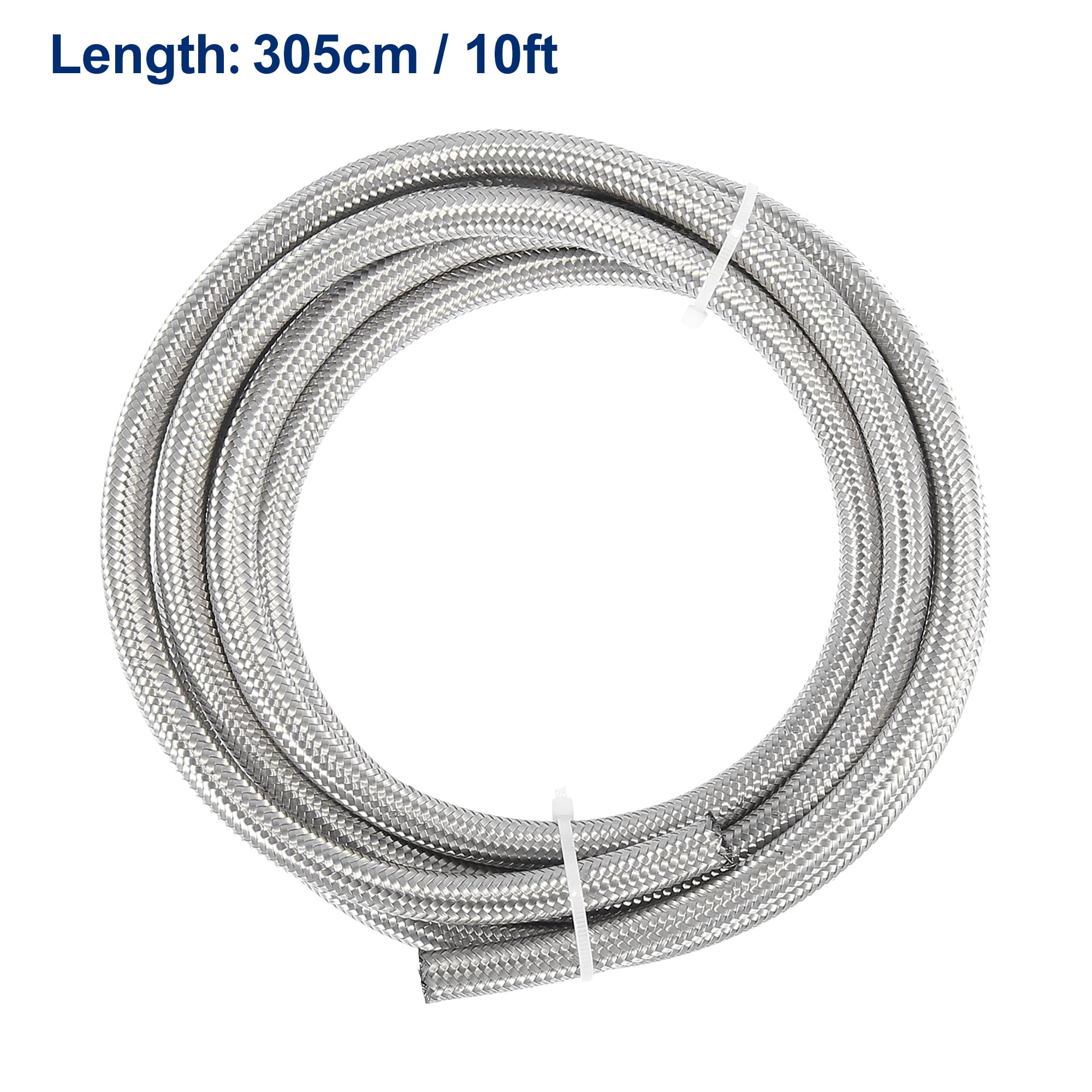 Unique Bargains 10 Ft 4AN Fuel Hose Braided CPE Oil Fuel Gas Line Hose Silver AN4 1/4"