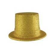 Club Pack of 24 Gold Glittered New Year's Eve Themed Top Hat Costume Accessories