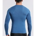 thumbnail image 6 of ZCFZJW Mens Athletic Long Sleeve Shirts Fall Winter Warm Midweight Thermal Running Shirt Crewneck Moisture Wicking Sport Baselayer Tops Blue L, 6 of 7