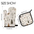 thumbnail image 2 of Yayeee Oven Mitts and Pot Holder Set of 2 Heat Resistant Kitchen Gloves Baking Hot Pad, Beige Christmas Forest, 2 of 5