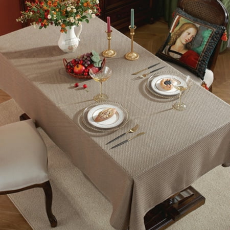 

Colisha Table Cloths Home Decor Tablecloth Washable Solid Color Tablecloths Covers Decorative Waffle Rectangle Waterproof Khaki 135*200cm