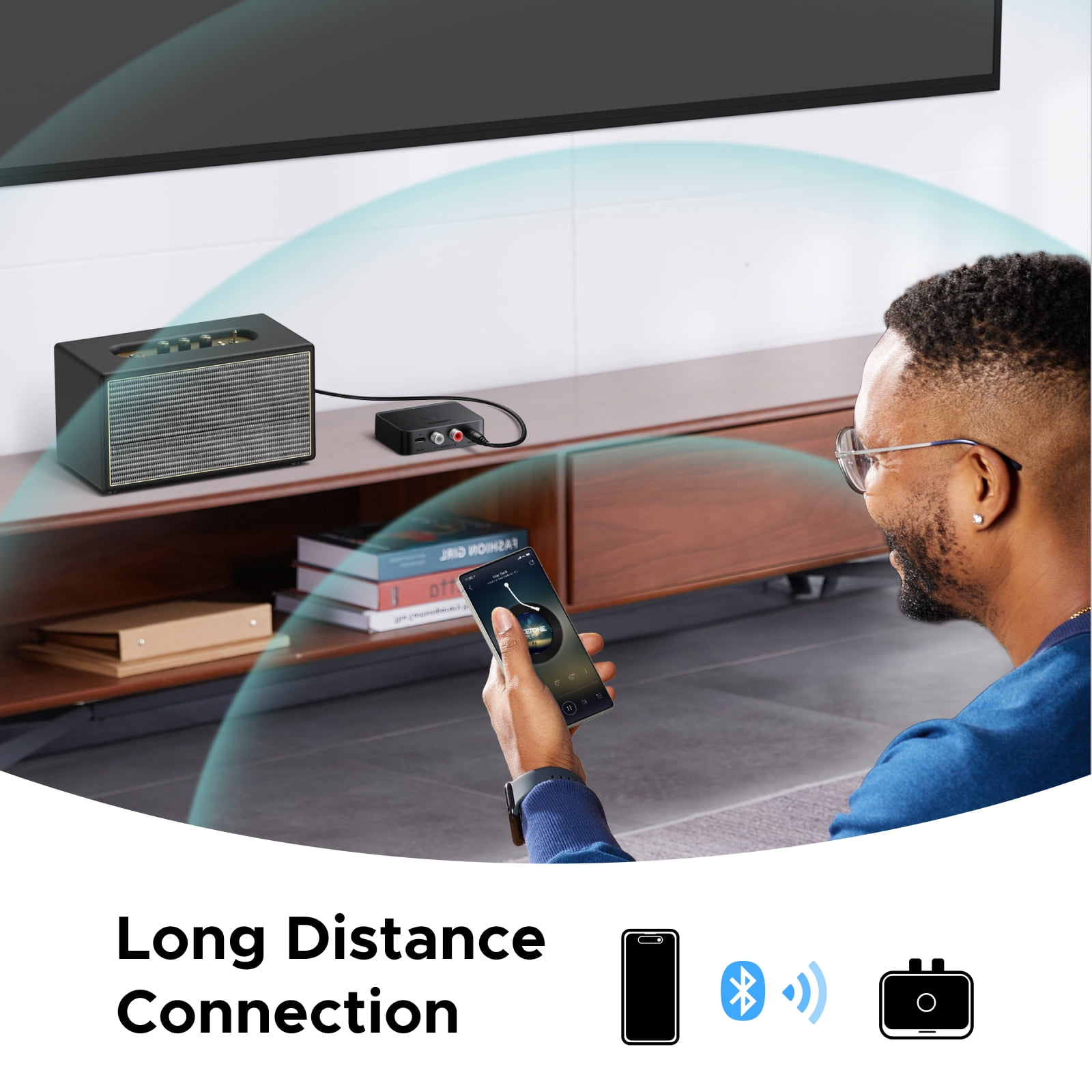 UGREEN Bluetooth 6.0 Receiver with LDAC, Hi-Res Wireless Audio Adapter with 3.5mm/RCA, Bluetooth Receiver for Home Stereo, Speakers, Car Audio - Black