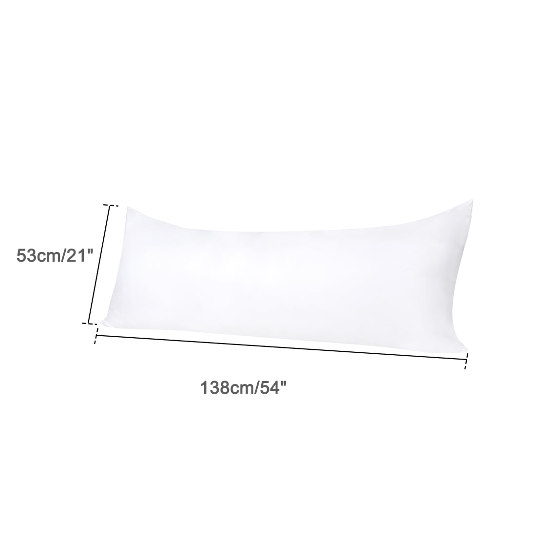 Unique Bargains Silky Satin Zippered Body Pillow Cover, 21" x 54", White