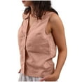 thumbnail image 3 of Wenyuyu Women’s Sleeveless Shirts Button Down Casual Turn Down Collar Solid Color Tank Tops Summer Office Work Blouses, 3 of 8