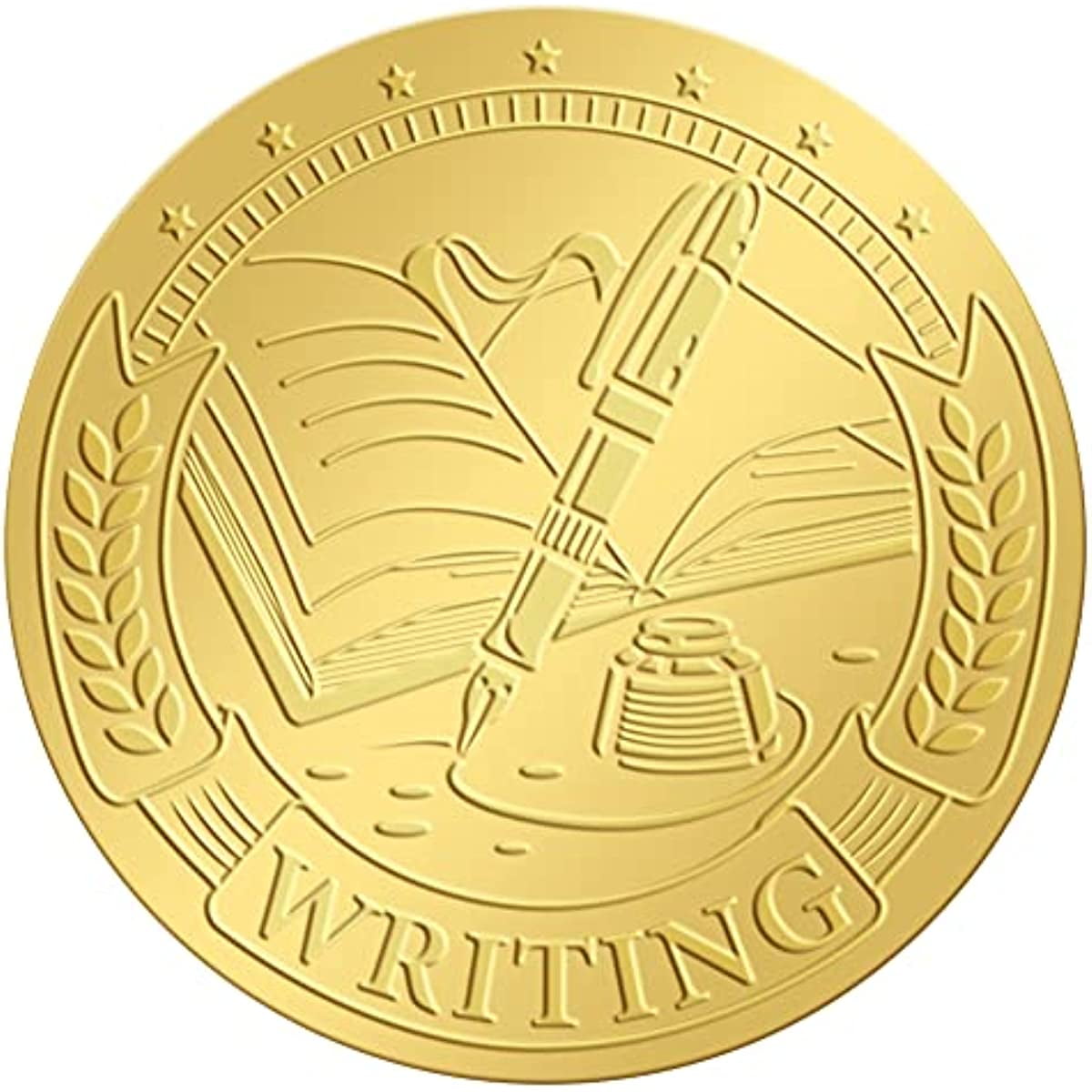 25 Sheet Gold Embossed Envelope Seals Stickers Writing Book Pen