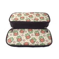 thumbnail image 5 of Picia Frog Hold Strawberry Pattern Large Capacity PU Leather Pencil Case Organizer Pen Marker Holder Double Zipper Storage Bag Big Pencil Pouch for College Office, 5 of 6