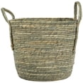 thumbnail image 4 of Northlight Set of 3 Gray Tall Seagrass Storage Baskets with Sewn Zig Zag Accents 13", 4 of 6