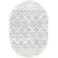 thumbnail image 2 of nuLOOM Ansley Moroccan Lattice Tassel Light Grey 4' x 6' Modern Oval Rug, 2 of 9