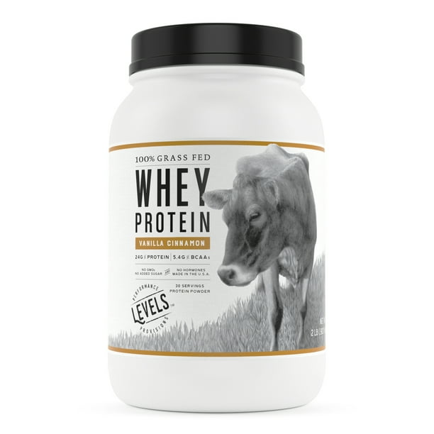 Levels 100 Grass Fed Whey Protein, No GMOs, Vanilla Cinnamon, 2LB