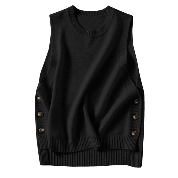 Women's Loose Slouchy Style Sleeveless Top Worn With Women's Sweater Vest