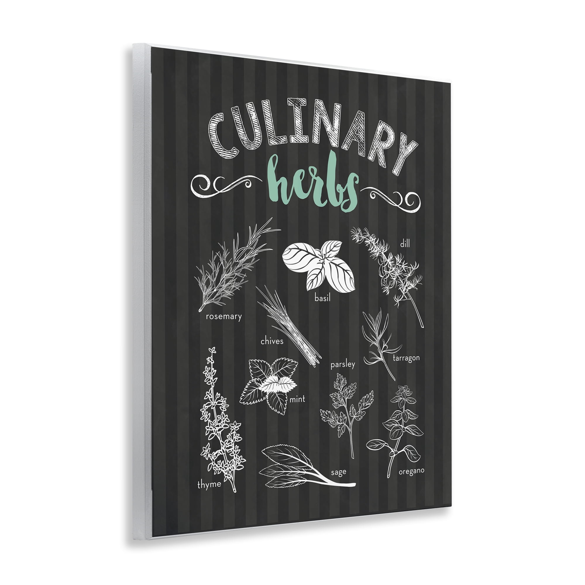 Culinary Herbs on Stripes Wall Plaque Art, design by Lettered and Lined