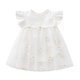 thumbnail image 1 of Odeerbi Niñas Verano Algodón Vestido Body Vestido Flor Tul Bordado Cuello Redondo Ruffle Manga Vestido Dulce Malla, 1 of 3