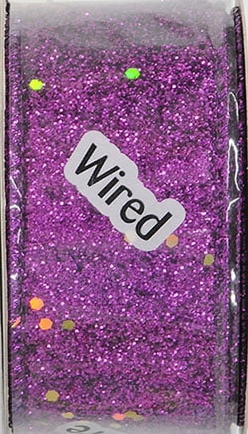 Offray Ribbon, Grape Purple 1 1/2 inch Wired Edge Metallic Ribbon, 9 feet