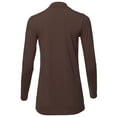 thumbnail image 3 of A2Y Women's Basic Solid Soft Cotton Long Sleeve Mock Neck Top Shirts Americano M, 3 of 5