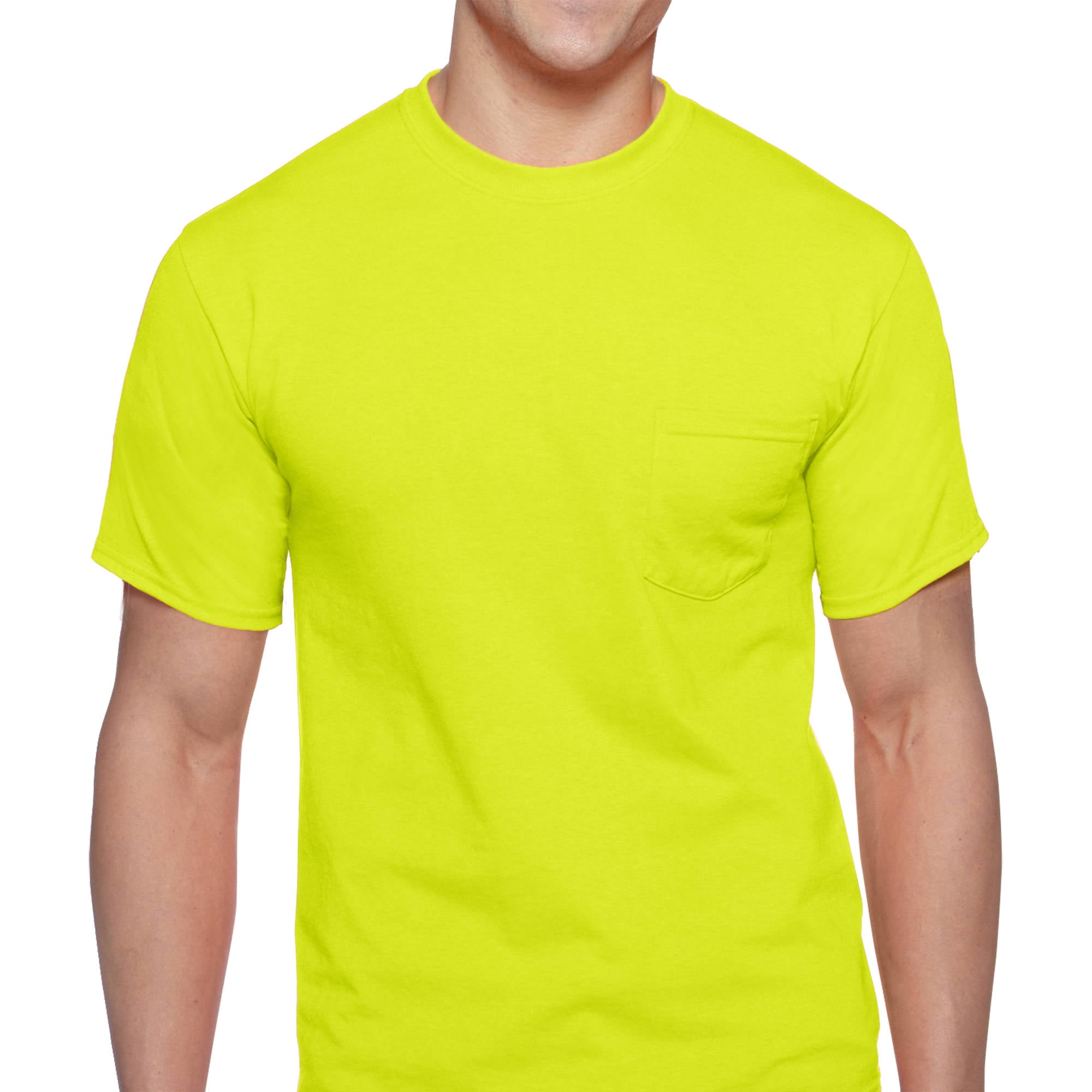 S, Hi Vis Tee Shirt Yellow Silver® Hi Vis Viz Round Crew Neck Short Sleeve T-Shirt Men High Visibility Work Safety Security Reflective Two Tone Breathable Workwear Top