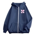 thumbnail image 4 of Tunique à Capuchon Longue 3TG Chandail à Capuchon Robe Chandail pour Femmes Haut Grande Taille Chandails à Capuchon Femmes Chandail à Manches Longues à Fermeture Éclair Poche Cordon Décontracté Sport Bleu G, 4 of 6
