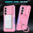 thumbnail image 6 of Allytechgroup Magnetic Case for Samsung Galaxy S25+ with Lens Slide Cover, [Non-Slip] [Military Grade Protection] Slim Shockproof Ring Stand Case Support Wireless Charging, Pink, 6 of 10