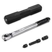 Tacklife 1/2" Drive Click Torque Wrench Set (10-150ft.-lb./13.6-203.5nm) with 3/8" Adapter - HTW2C