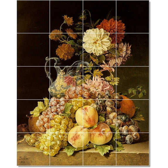 Ceramic Tile Mural-Schmerling Pauline Koudelka Flowers Tile Mural Contemporary Interior Renovation. 24" w x 30" h using (20) 6 x 6 ceramic tiles