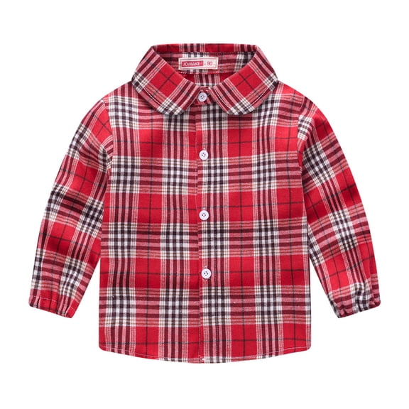 MXIEZI Little Boys Girls Plaid Shirt for 1-6T Baby Spring Fall Long Sleeve Button Cotton Shirt Tops