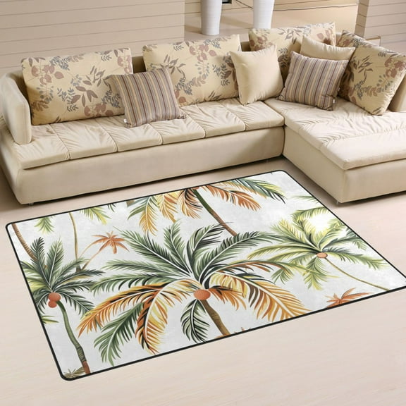 Palm Tree Tropical Area Floor Mats Non-Slip Rugs Soft Doormat 31 x 20 inch Carpet for Living Dining Room Bedroom Decorative
