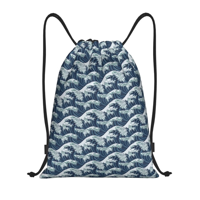 Fotbe A Japanese Great Wave Bolsa Mochila con Cordón Estampada, Bolsa de Gimnasio Deportiva, Bolsa Cinch, Bolsa con Cordón para Hombres y Mujeres-Small