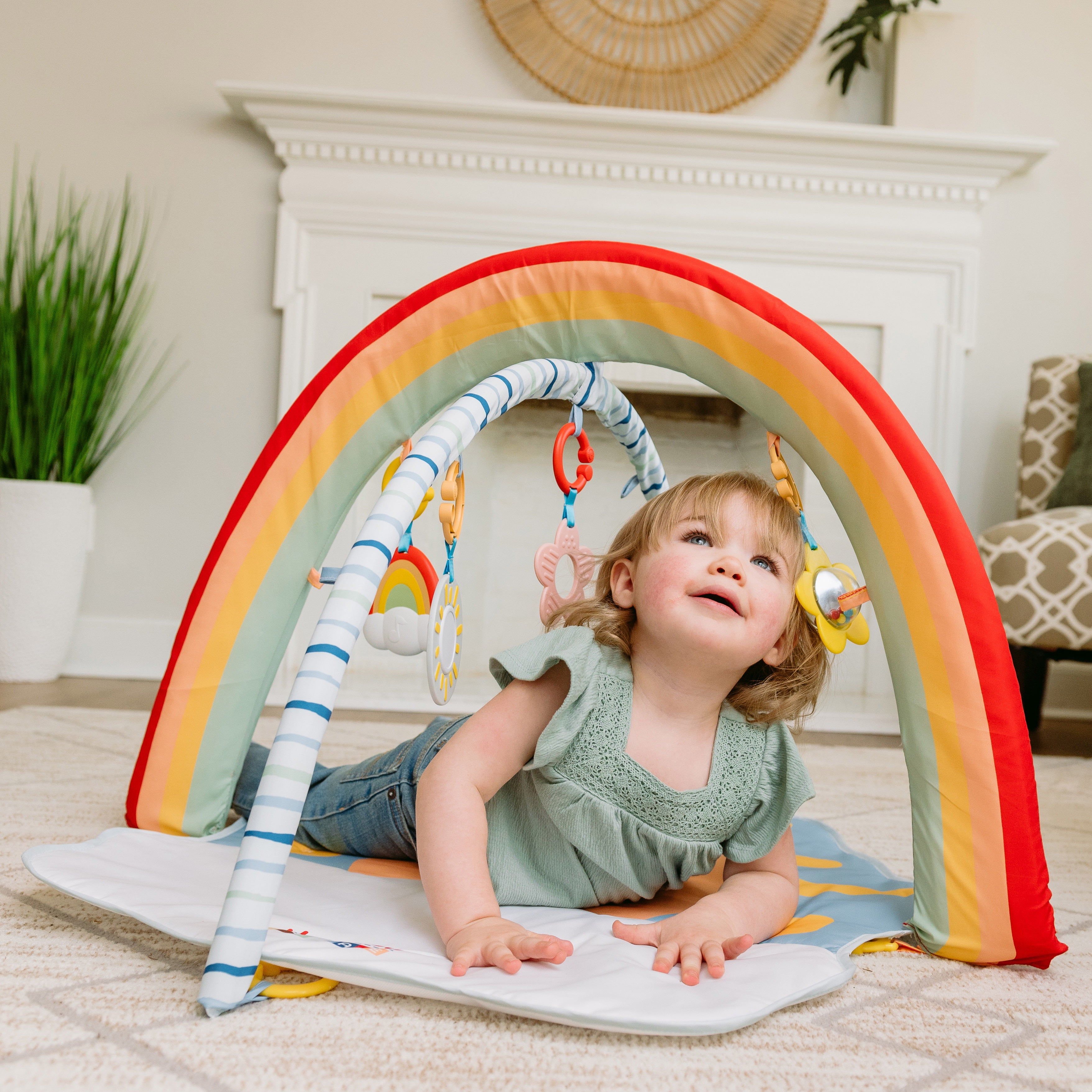 Hopscotch Lane Rainbow Activity Gym - Tummy Time Play Mat, Musical Hanging Toys, Infant 0+ Months