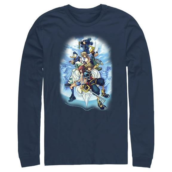 Men's Kingdom Hearts 2 Box Art  Long Sleeve Shirt Navy Blue Large