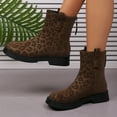thumbnail image 4 of Mepaouo Womens Ankle Boots Square Toe Leopard Chelsea Slip on Booties Ladies Winter Combat Dress Boot, 4 of 8
