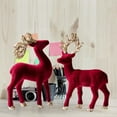 thumbnail image 6 of CoudarTitie 2 Pieces Christmas Reindeer Statues Sculptures for Bookcase Cabinet Tabletop Red, 6 of 9