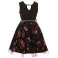 thumbnail image 2 of Big Girls 2 Pieces Set Floral Bolero Jacket Holiday Party Flower Girl Dress Black 10 (2J1K47S), 2 of 5
