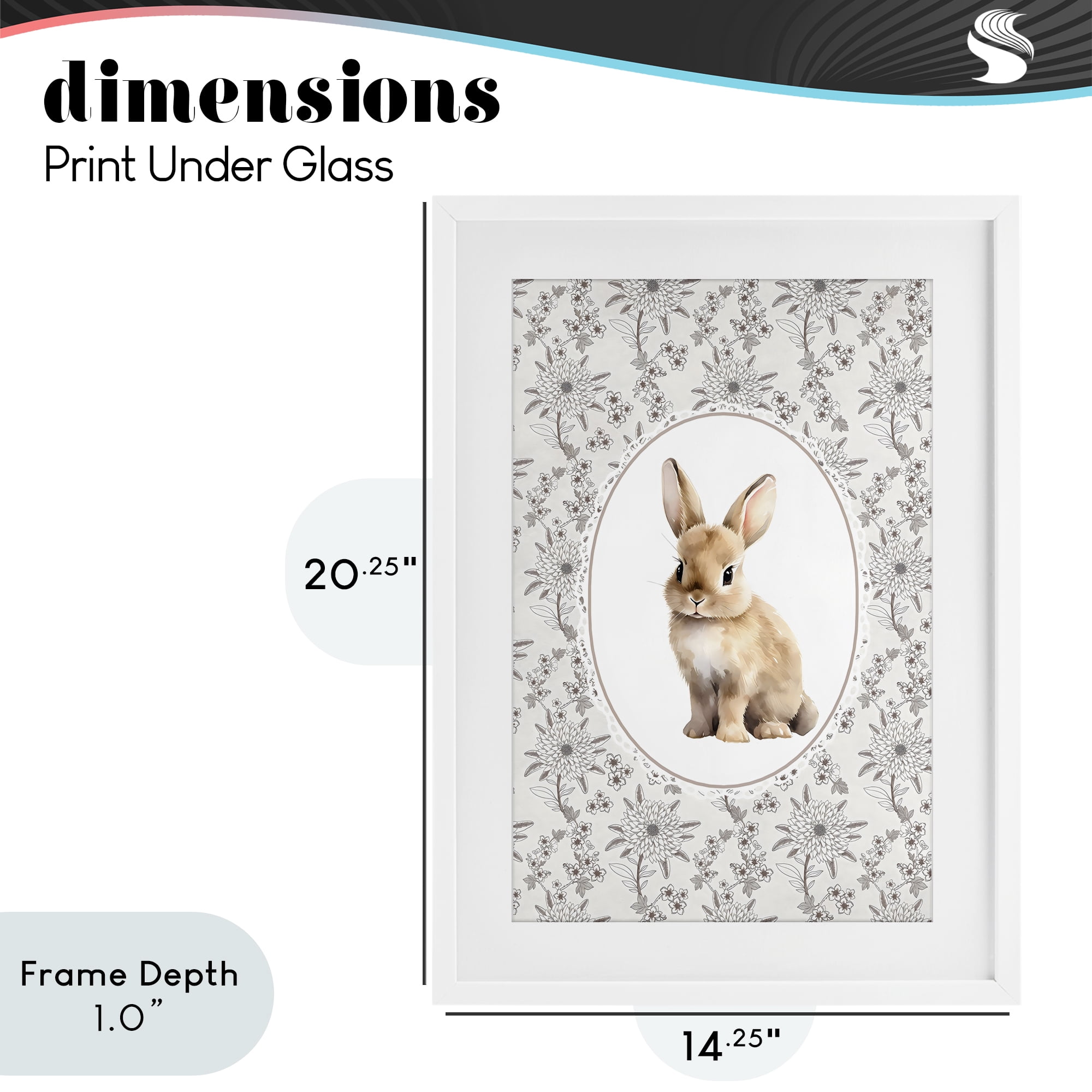 Stupell Industries Mauve Botanical Bunny White Framed Print Under Glass, design by Ink Drop Loft