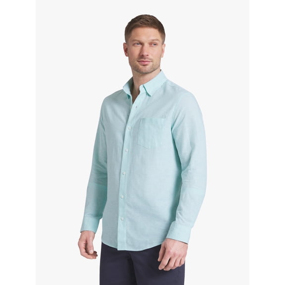 Chaps Men's & Big Men's Long Sleeve Linen Shirt, Sizes S-3XL