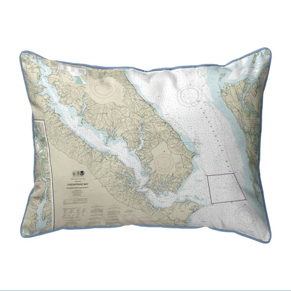 Betsy Drake HJ12264 16 x 20 in. Chesapeake Bay, MD Nautical Map Large Corded Indoor & Outdoor Pillow