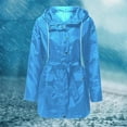 thumbnail image 2 of Duoif Rain Jacket Women, Women's Raincoats with Hood Windbreaker with Belt Lightweight Long Rain Jackets Outdoor Trench Coat Jackets for Women Sky Blue L, 2 of 7