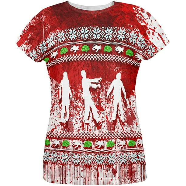 Old Glory Ugly Christmas Sweater Bloody Zombie Attack