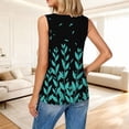 thumbnail image 5 of SYMOID Womens Sleeveless Asymmetrical Neckline Leaf Print Tank Top with Buttons, Summer Casual Blouse, Multicolor, Polyester Spandex Blend, Plus Size S-XXXL,Size 3XL, 5 of 8