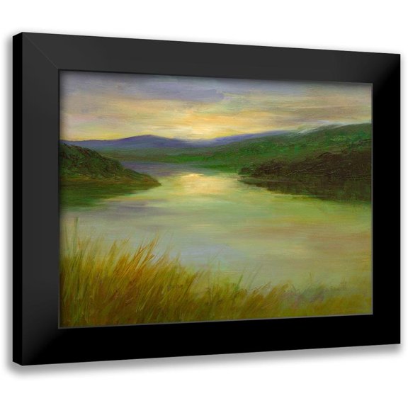 Finch, Sheila 14x12 Black Modern Framed Museum Art Print Titled - Still Waters at Sunset