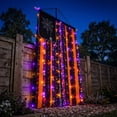 thumbnail image 4 of Halloween Spider Web Ribbon Door Curtain with Lights, Distressed Fabric Strip Garland with Pre-Installed Warm Orange Purple LED, Ghost Pumpkin Hanging Decoration for Porch Wall Bar Party Decor Gift, 4 of 5