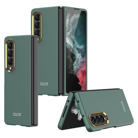 Dteck Compatible with Samsung Galaxy Z Fold 4 Case Slim Hard PC Cover Metal Camera Lens Frame Protection Anti-Scratch Full-Body Shockproof Protective Case for Galaxy Fold 4 5G 2022, Darkgreen