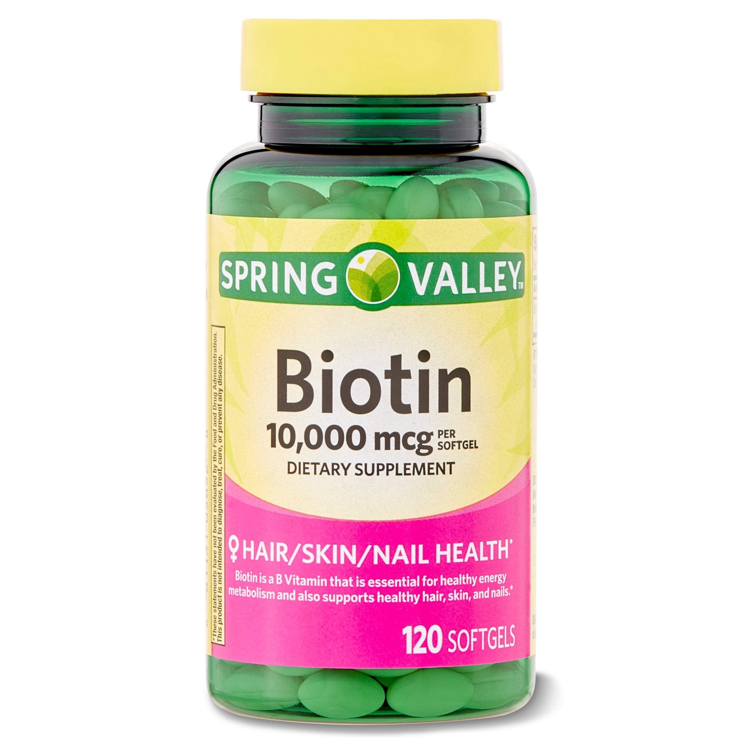 Spring Valley Biotin Softgels, Dietary Supplement, 10,000 mcg, 120 Count -  