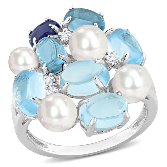 Everly Women's Topaz and Sapphire Sterling Silver Ring