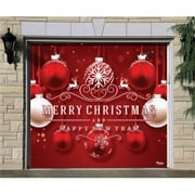 My Door Decor - Red and White Bulbs - Christmas 7' x 8' Garage Door Dcor Banner Mural